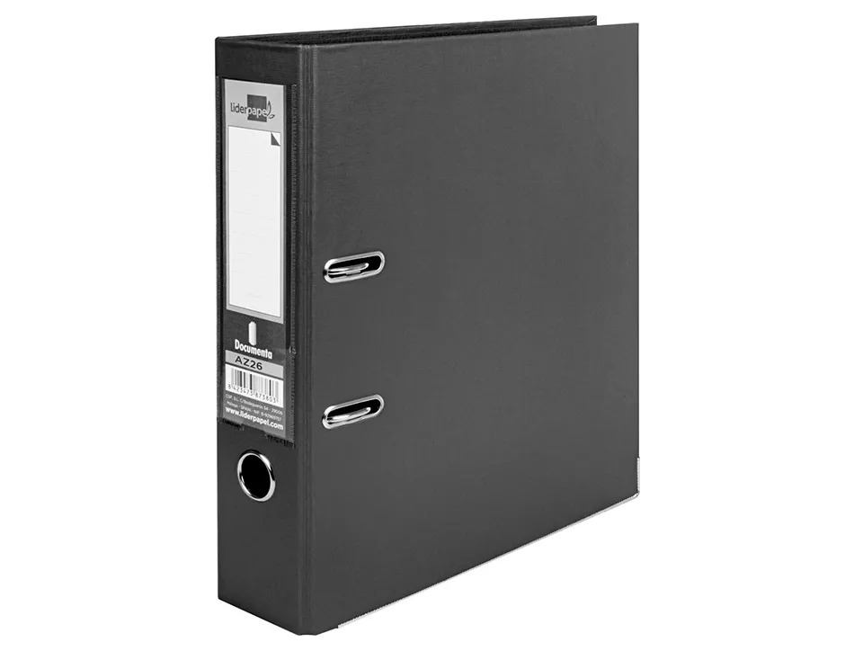 Classeur levier liderpapel a4 documenta carton rembordé 1,9mm dos 75mm rado métallique coloris noir