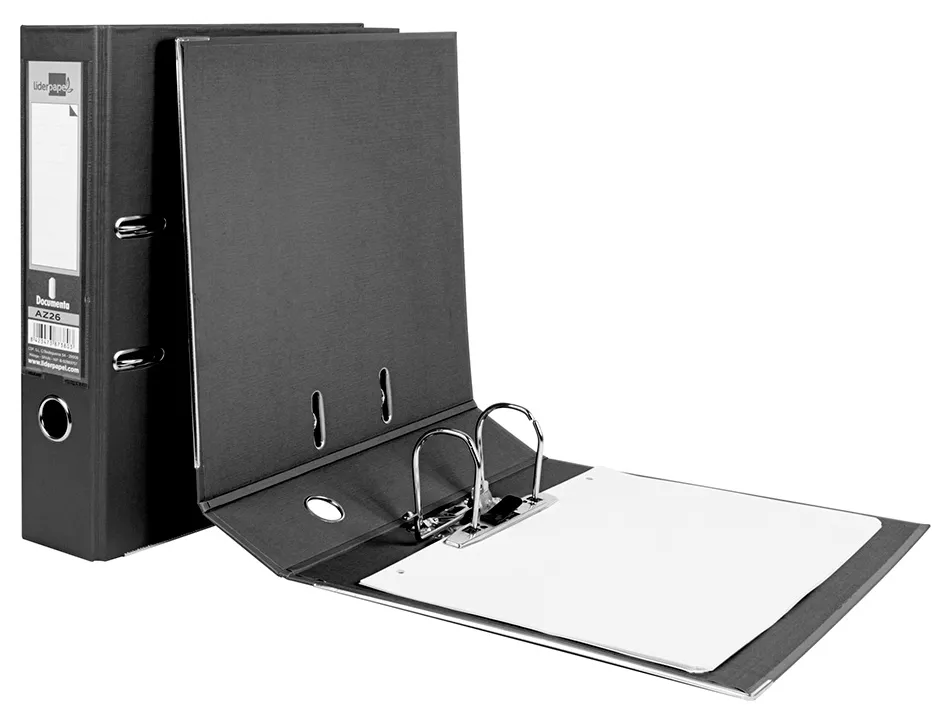 Classeur levier liderpapel a4 documenta carton rembordé 1,9mm dos 75mm rado métallique coloris noir