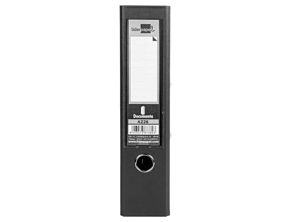 Classeur levier liderpapel a4 documenta carton rembordé 1,9mm dos 75mm rado métallique coloris noir