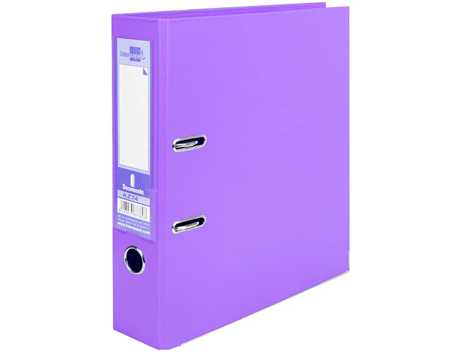 Classeur levier liderpapel a4 documenta carton rembordé 1,9mm dos 75mm rado métallique coloris lilas