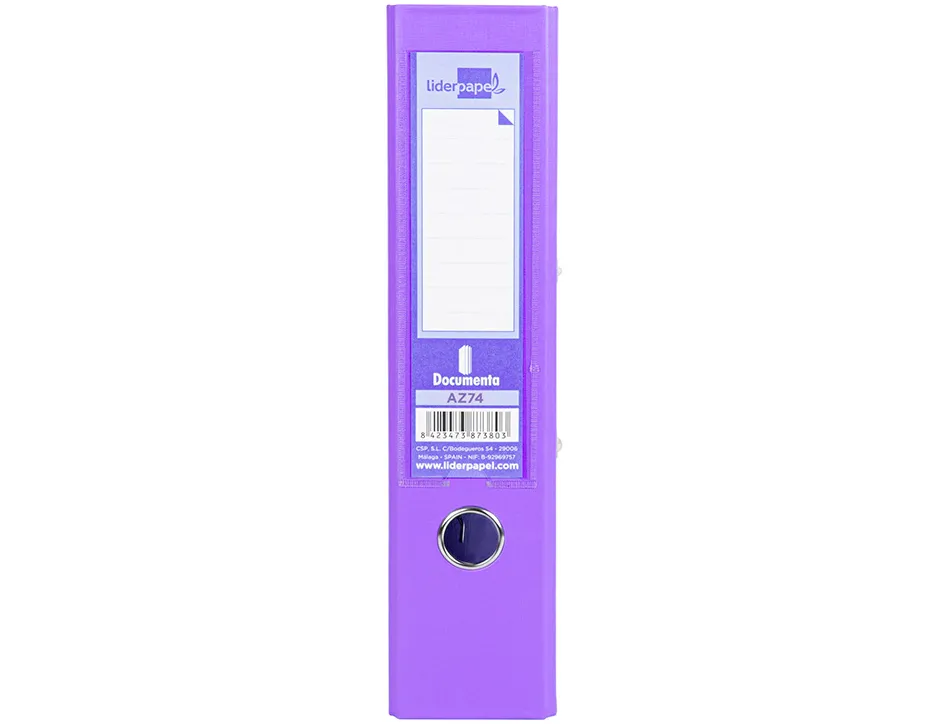 Classeur levier liderpapel a4 documenta carton rembordé 1,9mm dos 75mm rado métallique coloris lilas
