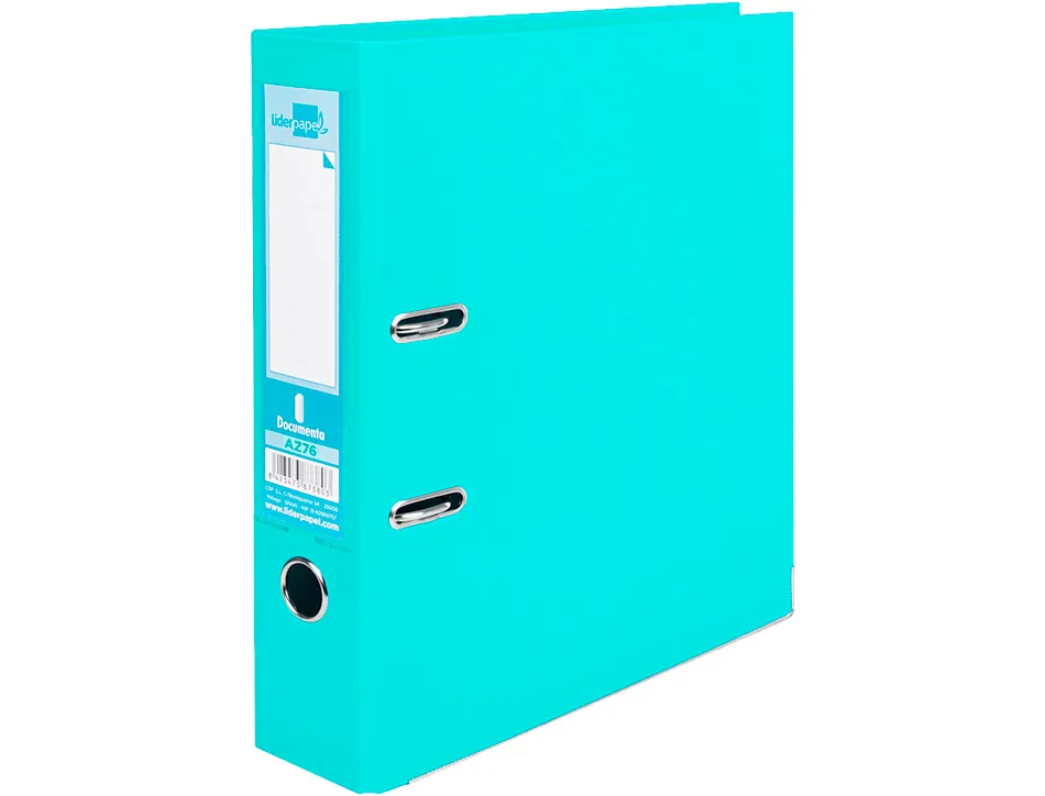 Classeur levier liderpapel a4 documenta carton rembordé 1,9mm dos 75mm rado métallique coloris vert clair