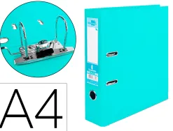 Classeur levier liderpapel a4 documenta carton rembordé 1,9mm dos 75mm rado métallique coloris vert clair