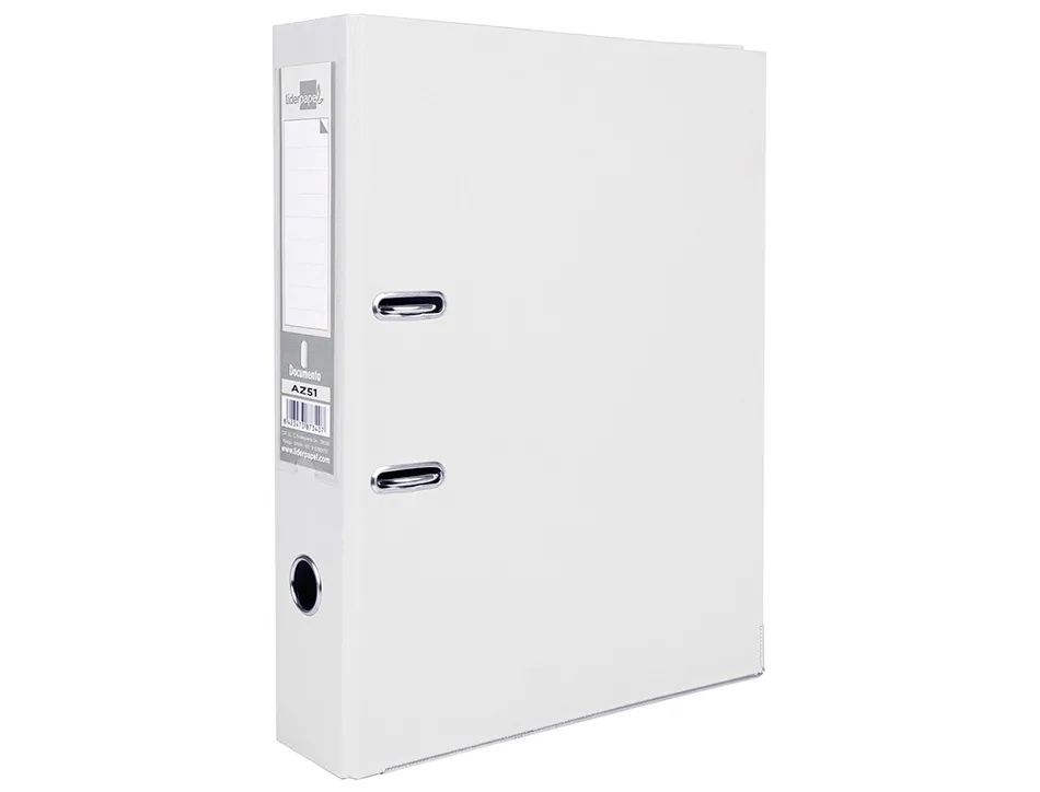 Classeur levier liderpapel documenta a4+ carton remborde dos 75mm rado metallique coloris blanc