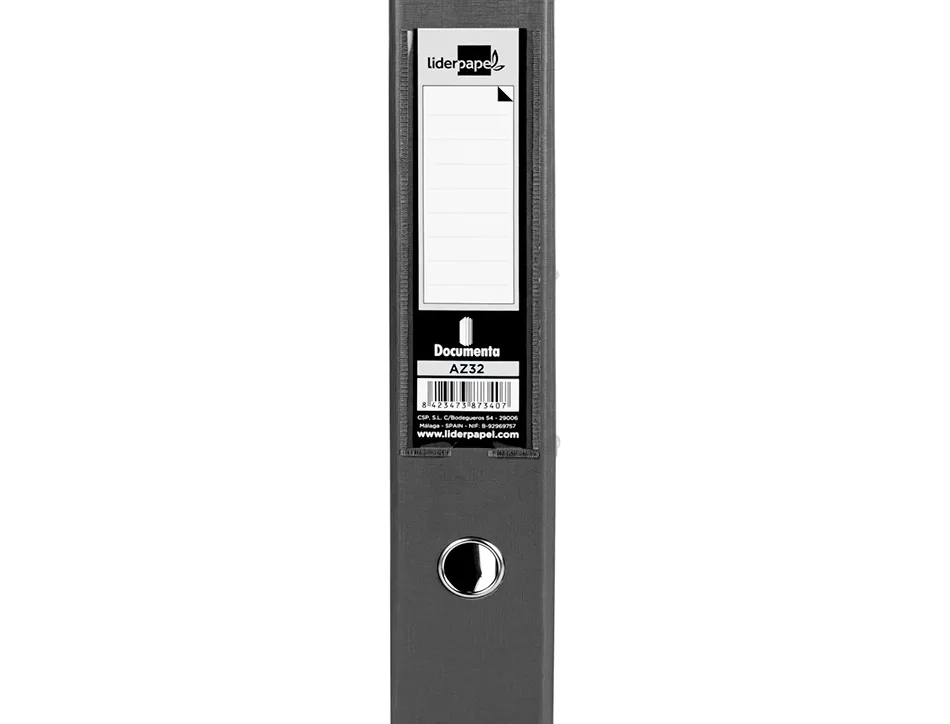 Classeur levier liderpapel documenta a4+ carton remborde dos 75mm rado metallique coloris noir