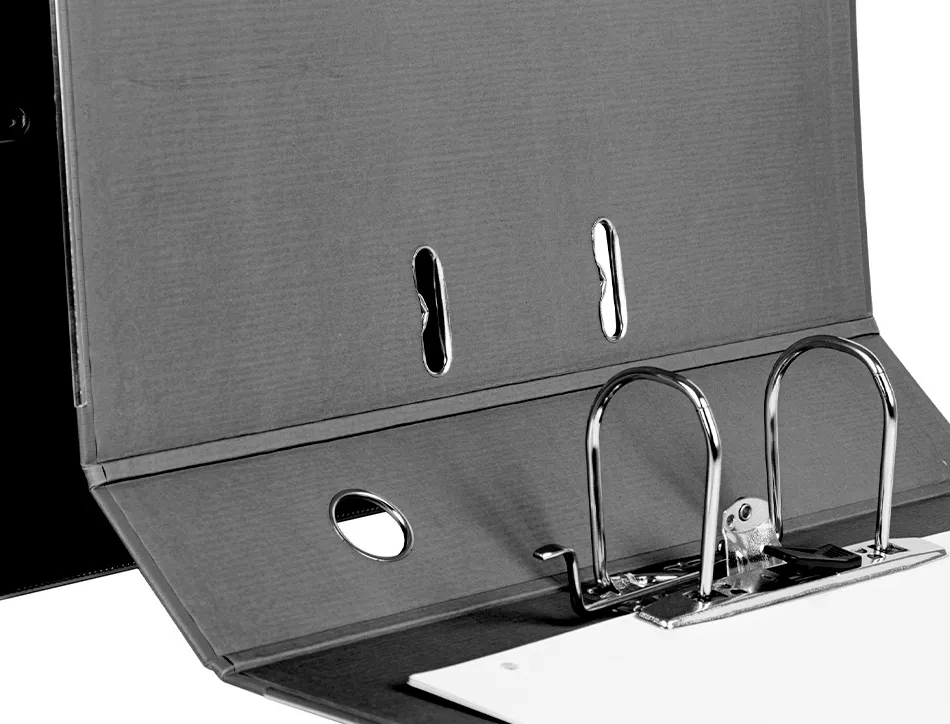 Classeur levier liderpapel documenta a4+ carton remborde dos 75mm rado metallique coloris noir
