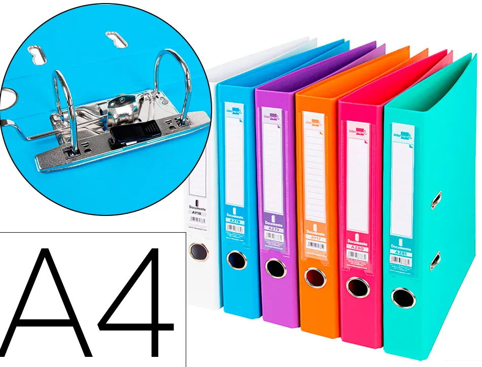 Classeur levier liderpapel a4 documenta carton rembordé 1,9mm dos 52mm rado métallique coloris assortis trending