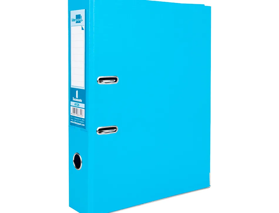 Classeur levier liderpapel documenta a4+ carton remborde dos 75mm rado metallique coloris bleu ciel