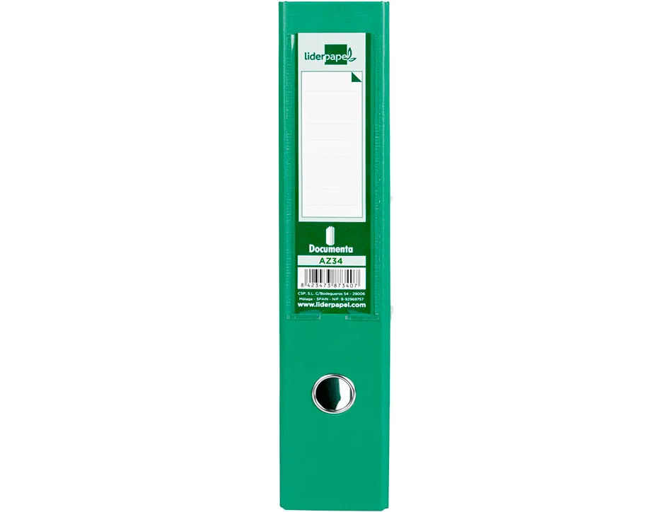 Classeur levier liderpapel documenta a4+ carton remborde dos 75mm rado metallique coloris vert