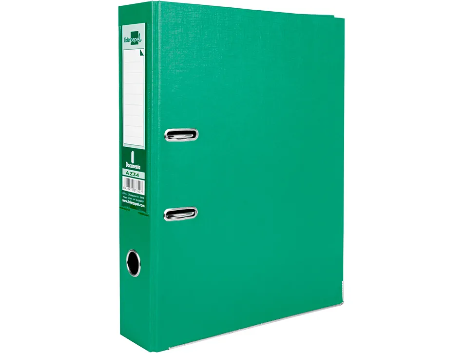 Classeur levier liderpapel documenta a4+ carton remborde dos 75mm rado metallique coloris vert