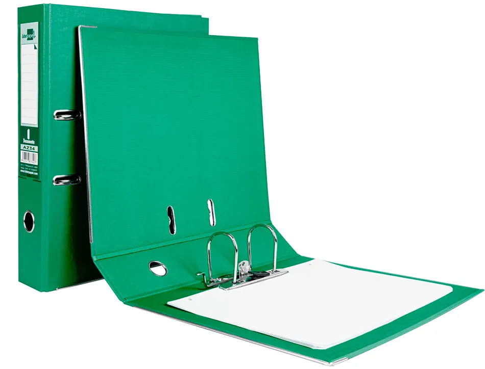 Classeur levier liderpapel documenta a4+ carton remborde dos 75mm rado metallique coloris vert