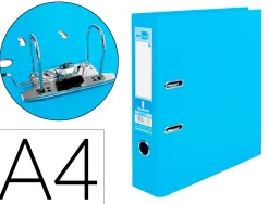 Classeur levier liderpapel a4 documenta carton rembordé 1,9mm dos 75mm rado métallique coloris bleu ciel