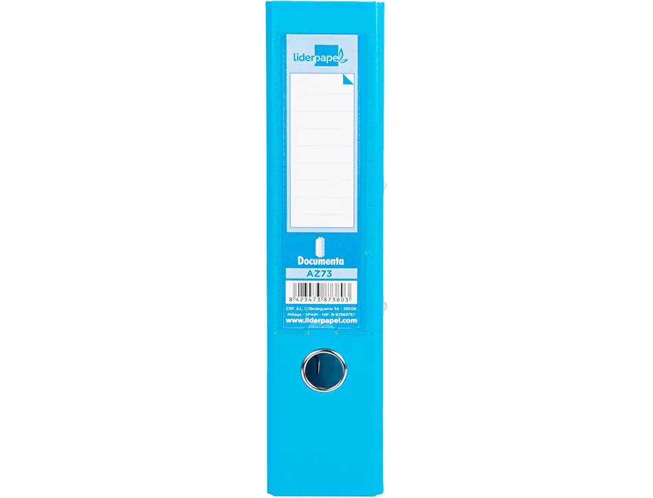 Classeur levier liderpapel a4 documenta carton rembordé 1,9mm dos 75mm rado métallique coloris bleu ciel