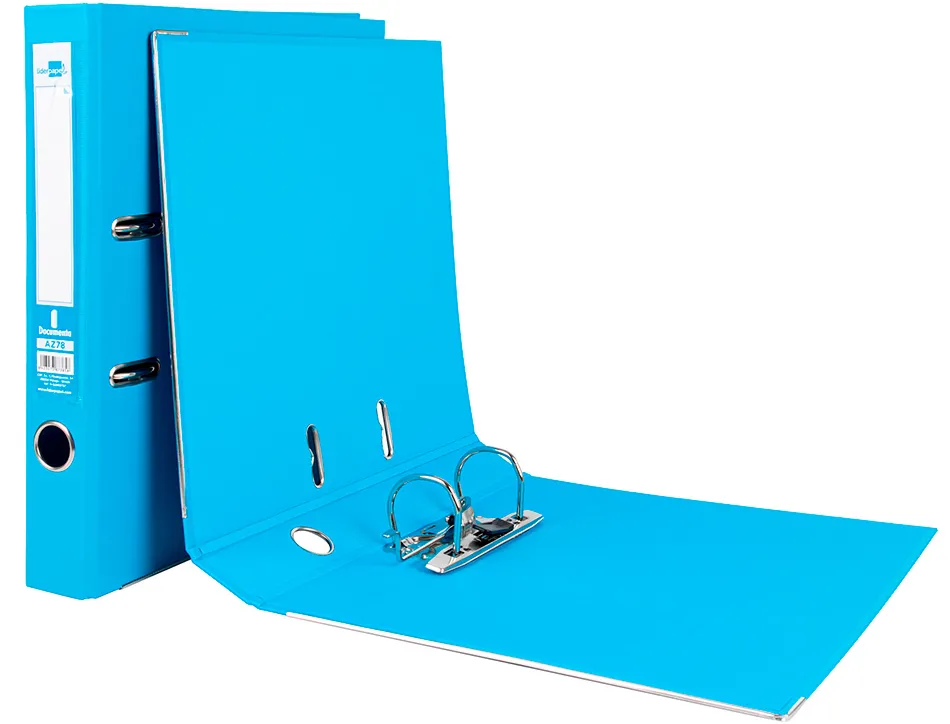 Classeur levier liderpapel a4 documenta carton rembordé 1,9mm dos 52mm rado métallique coloris bleu ciel
