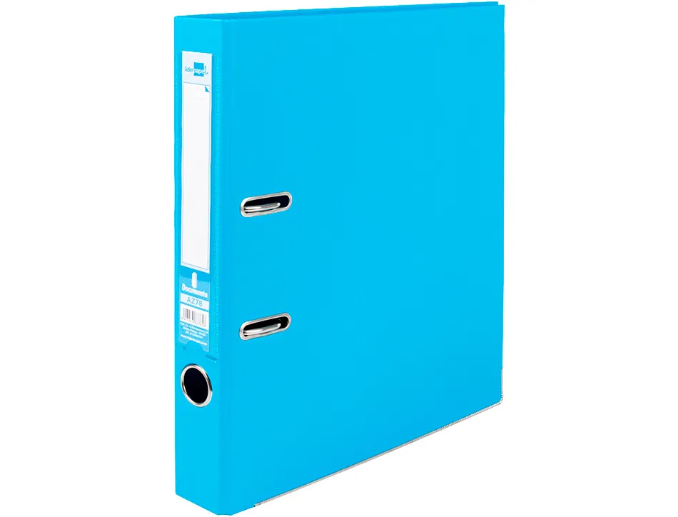 Classeur levier liderpapel a4 documenta carton rembordé 1,9mm dos 52mm rado métallique coloris bleu ciel