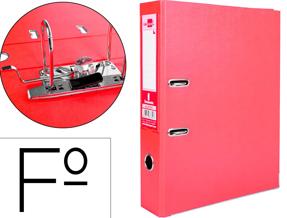 Classeur levier liderpapel documenta a4+ carton remborde dos 75mm rado metallique coloris rouge