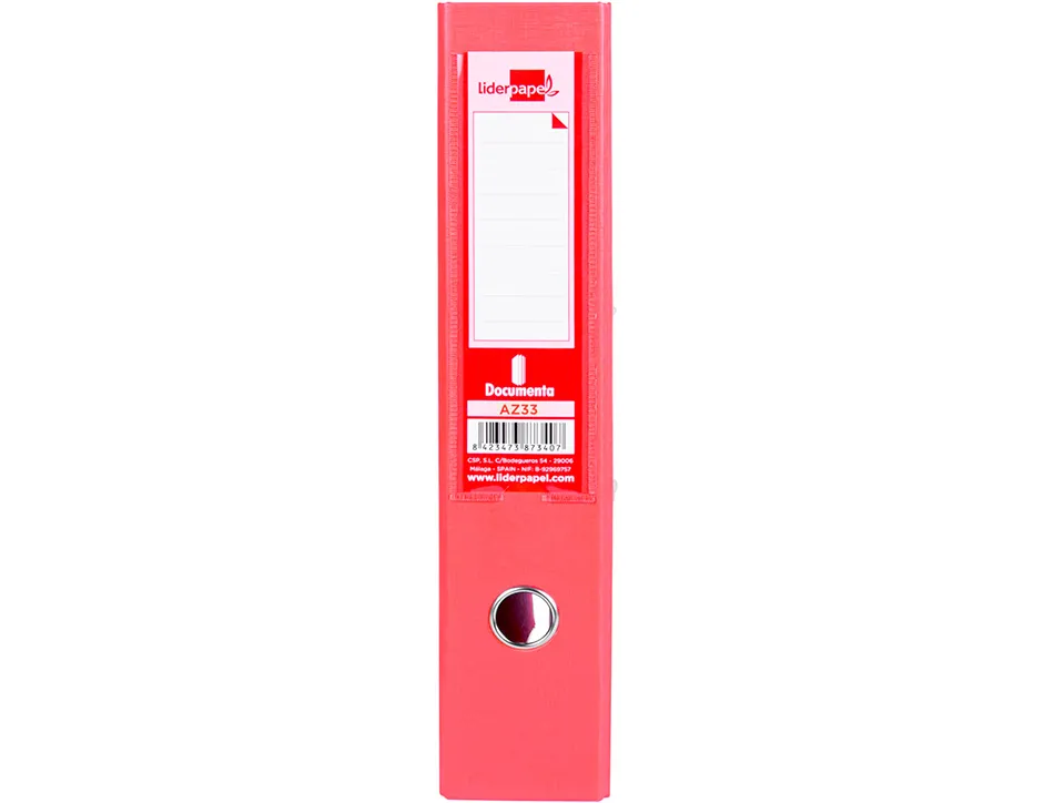 Classeur levier liderpapel documenta a4+ carton remborde dos 75mm rado metallique coloris rouge