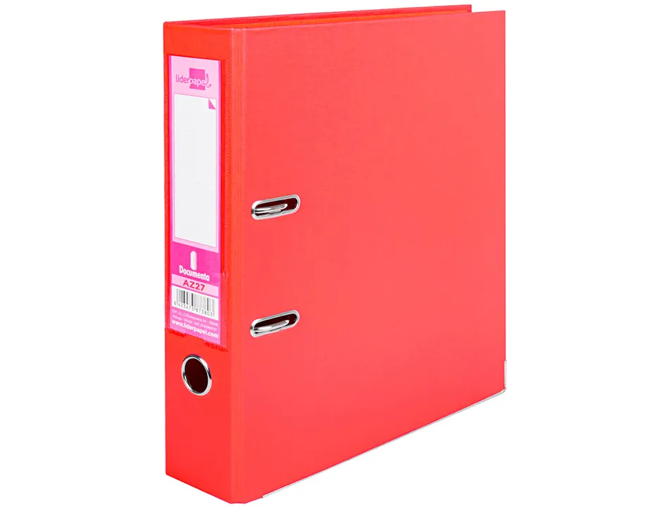 Classeur levier liderpapel a4 documenta carton rembordé 1,9mm dos 75mm rado métallique coloris rouge