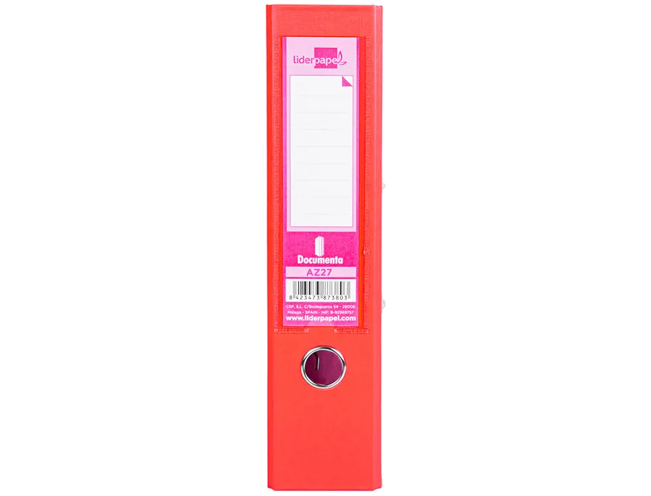 Classeur levier liderpapel a4 documenta carton rembordé 1,9mm dos 75mm rado métallique coloris rouge