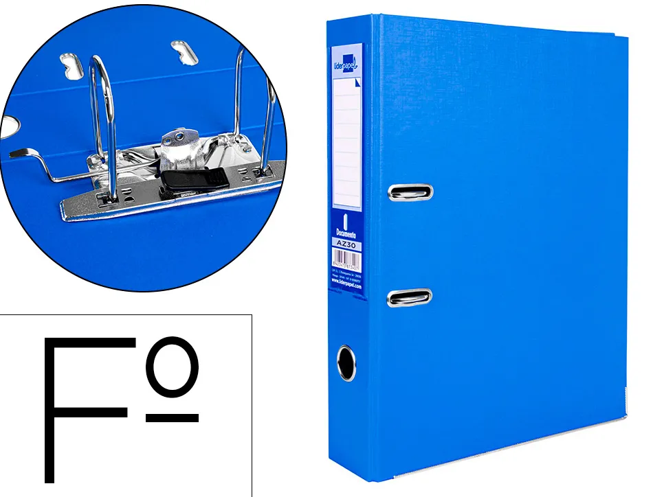 Classeur levier liderpapel documenta a4+ carton remborde dos 75mm rado metallique coloris bleu