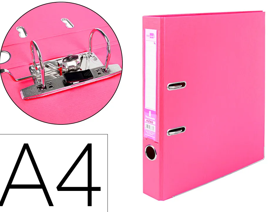 Classeur levier liderpapel a4 documenta carton rembordé 1,9mm dos 52mm rado métallique coloris rose