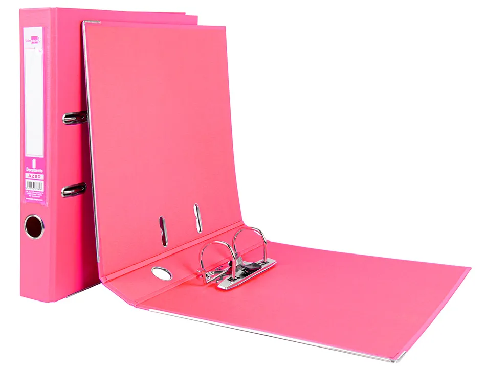 Classeur levier liderpapel a4 documenta carton rembordé 1,9mm dos 52mm rado métallique coloris rose