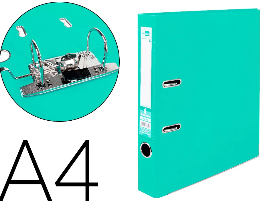 Classeur levier liderpapel a4 documenta carton rembordé 1,9mm dos 52mm rado métallique coloris vert clair