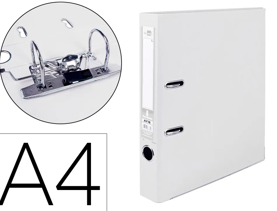Classeur levier liderpapel a4 documenta carton rembordé 1,9mm dos 52mm rado métallique coloris blanc
