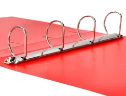 Classeur liderpapel 4 anneaux 40mm a4 polypropylene dos 55mm porte-cartes de visite coloris rouge translucide