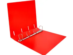 Classeur liderpapel 4 anneaux 40mm a4 polypropylene dos 55mm porte-cartes de visite coloris rouge translucide
