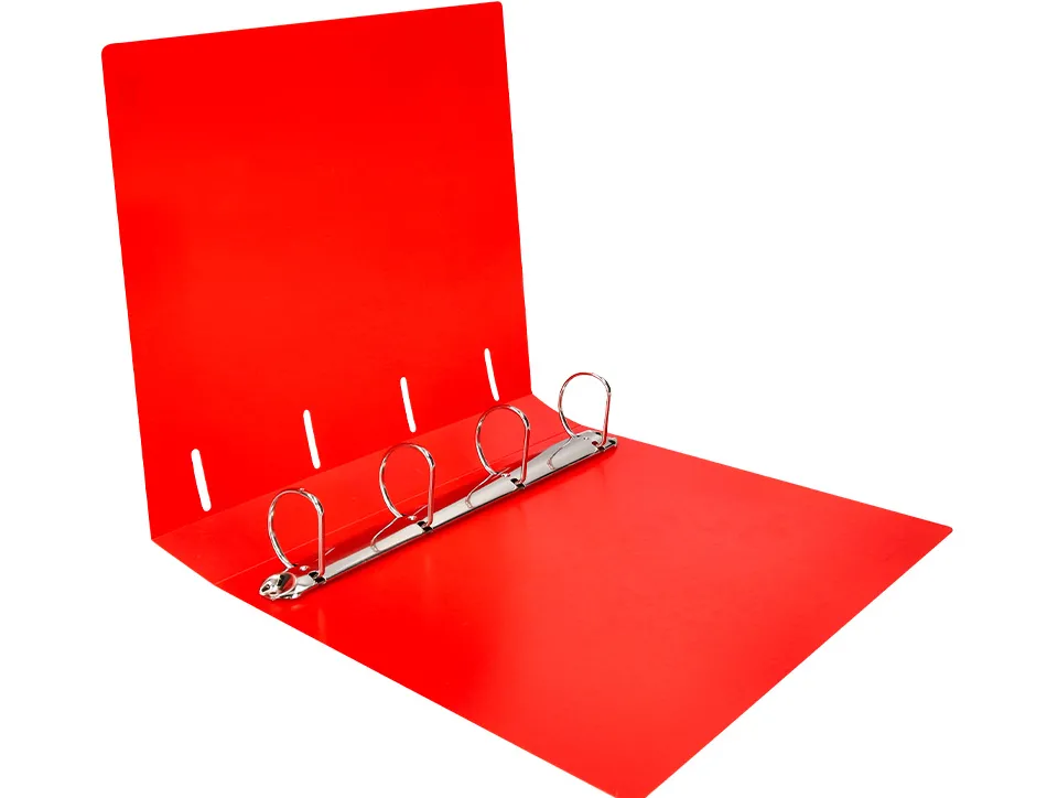Classeur liderpapel 4 anneaux 40mm a4 polypropylene dos 55mm porte-cartes de visite coloris rouge translucide