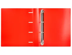 Classeur liderpapel 4 anneaux 40mm a4 polypropylene dos 55mm porte-cartes de visite coloris rouge translucide