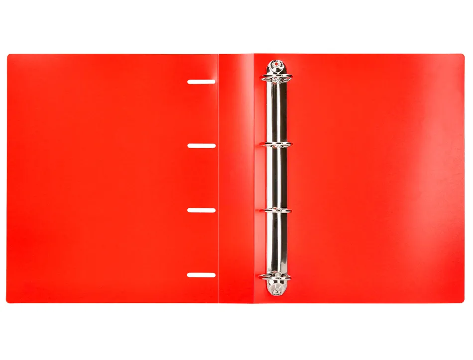 Classeur liderpapel 4 anneaux 40mm a4 polypropylene dos 55mm porte-cartes de visite coloris rouge translucide