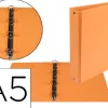 Classeur liderpapel 4 anneaux ronds 25mm a5 carton rembordé pvc coloris orange