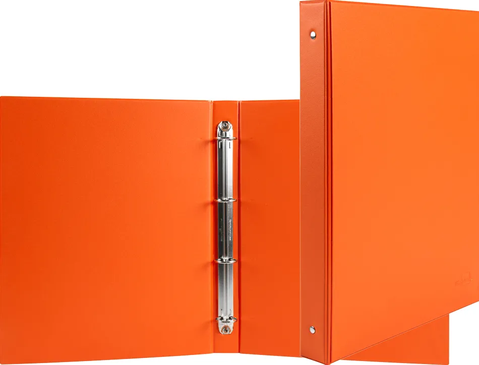 Classeur liderpapel 4 anneaux ronds 25mm a5 carton rembordé pvc coloris orange