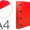 Classeur liderpapel 4 anneaux en d 25mm a4 polypropylene feuillets mobiles 100f 5x5mm coloris rouge translucide