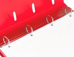 Classeur liderpapel 4 anneaux en d 25mm a4 polypropylene feuillets mobiles 100f 5x5mm coloris rouge translucide
