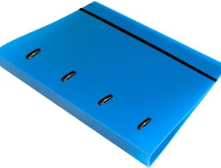 Classeur liderpapel 4 anneaux en d 25mm a4 polypropylene feuillets mobiles 100f 5x5mm coloris bleu translucide