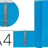 Classeur liderpapel 4 anneaux ronds 40mm a4 carton rembordé pvc coloris bleu ciel