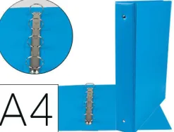 Classeur liderpapel 4 anneaux ronds 40mm a4 carton rembordé pvc coloris bleu ciel