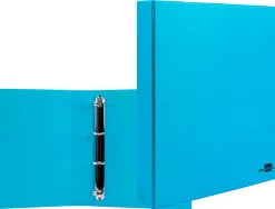 Classeur liderpapel 4 anneaux ronds 40mm a4 carton rembordé pvc coloris bleu ciel
