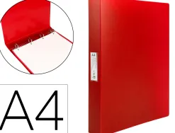 Classeur liderpapel 4 anneaux 25mm a4 260x315mm polypropylene dos 40mm porte-cartes visite coloris rouge