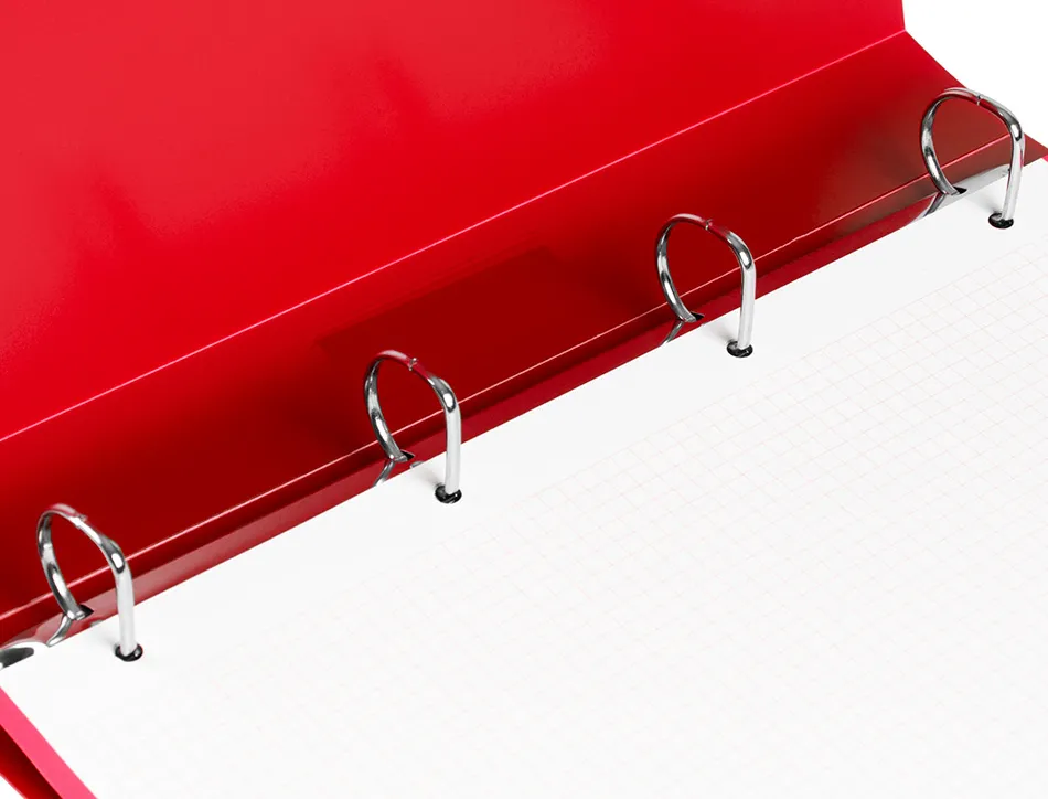 Classeur liderpapel 4 anneaux 25mm a4 260x315mm polypropylene dos 40mm porte-cartes visite coloris rouge