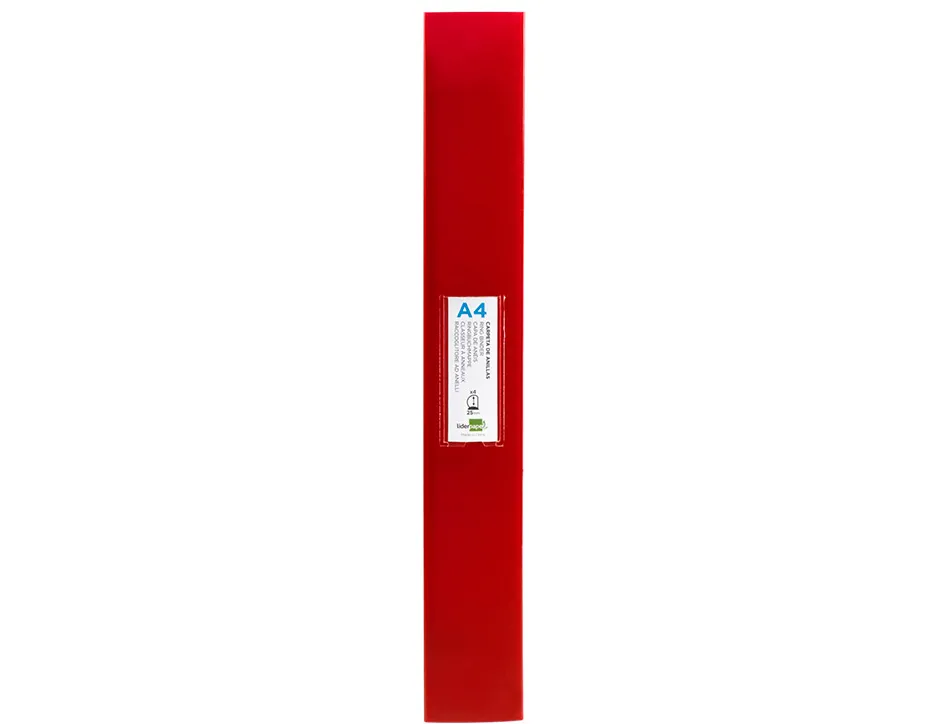 Classeur liderpapel 4 anneaux 25mm a4 260x315mm polypropylene dos 40mm porte-cartes visite coloris rouge