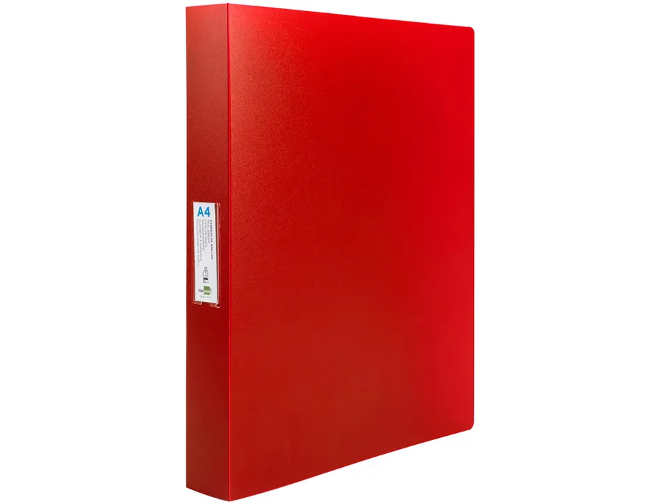 Classeur liderpapel 4 anneaux 25mm a4 260x315mm polypropylene dos 40mm porte-cartes visite coloris rouge