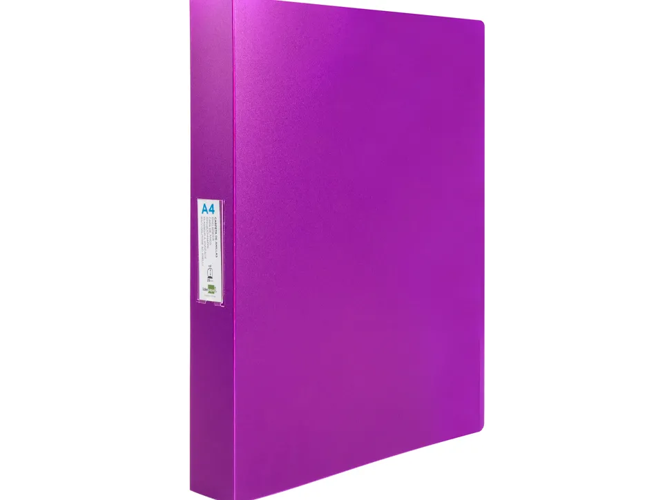 Classeur liderpapel 4 anneaux 25mm a4 260x315mm polypropylene dos 40mm porte-cartes visite coloris violet