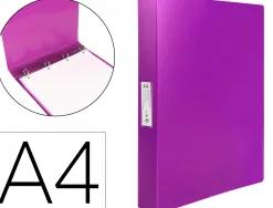Classeur liderpapel 4 anneaux 25mm a4 260x315mm polypropylene dos 40mm porte-cartes visite coloris violet