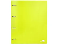 Classeur liderpapel 4 anneaux 40mm a4 polypropylene dos 55mm porte-cartes de visite coloris jaune fluo