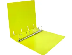 Classeur liderpapel 4 anneaux 40mm a4 polypropylene dos 55mm porte-cartes de visite coloris jaune fluo