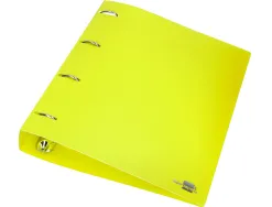 Classeur liderpapel 4 anneaux 40mm a4 polypropylene dos 55mm porte-cartes de visite coloris jaune fluo